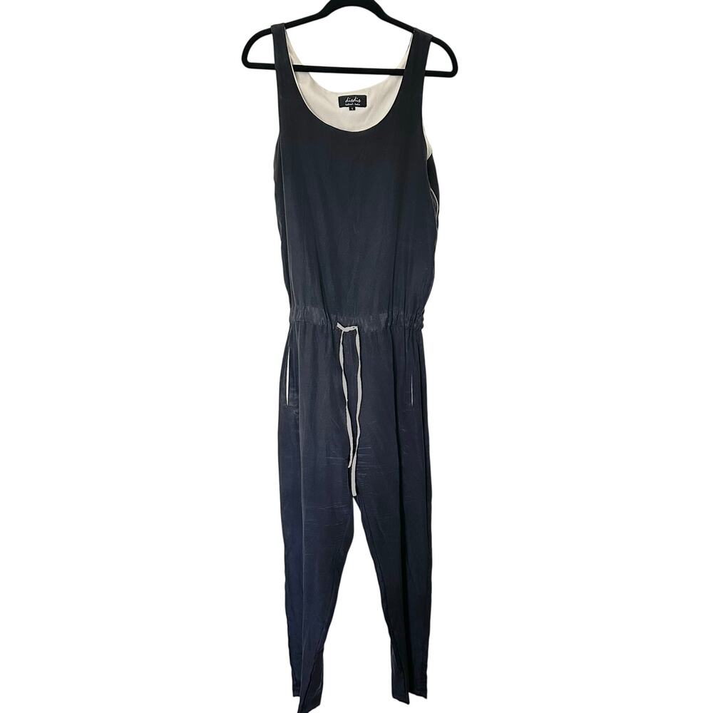 Disdis Iceland-India (S) Dark Navy Tie Waist Jumpsuit Sleeveless One Piece